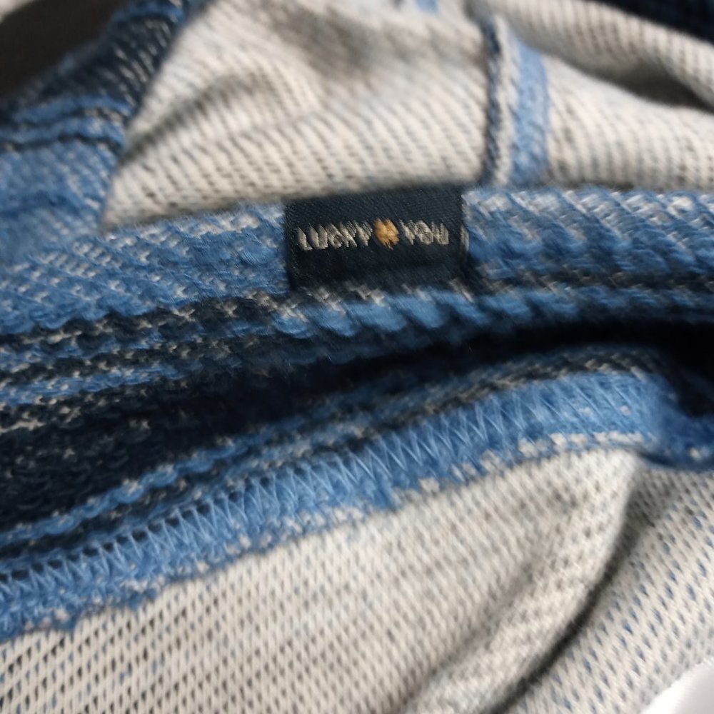 LUCKY BRAND MENS BAJA STRIPE HOODIE 100 % COTTON BIG TALL MAN SIZE XXL BLUE NWT - Picture 7 of 8